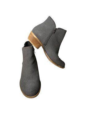 Kensie Gerona Ankle Boots Women's 7 Gray Wood Block Heel Side Zip Booties